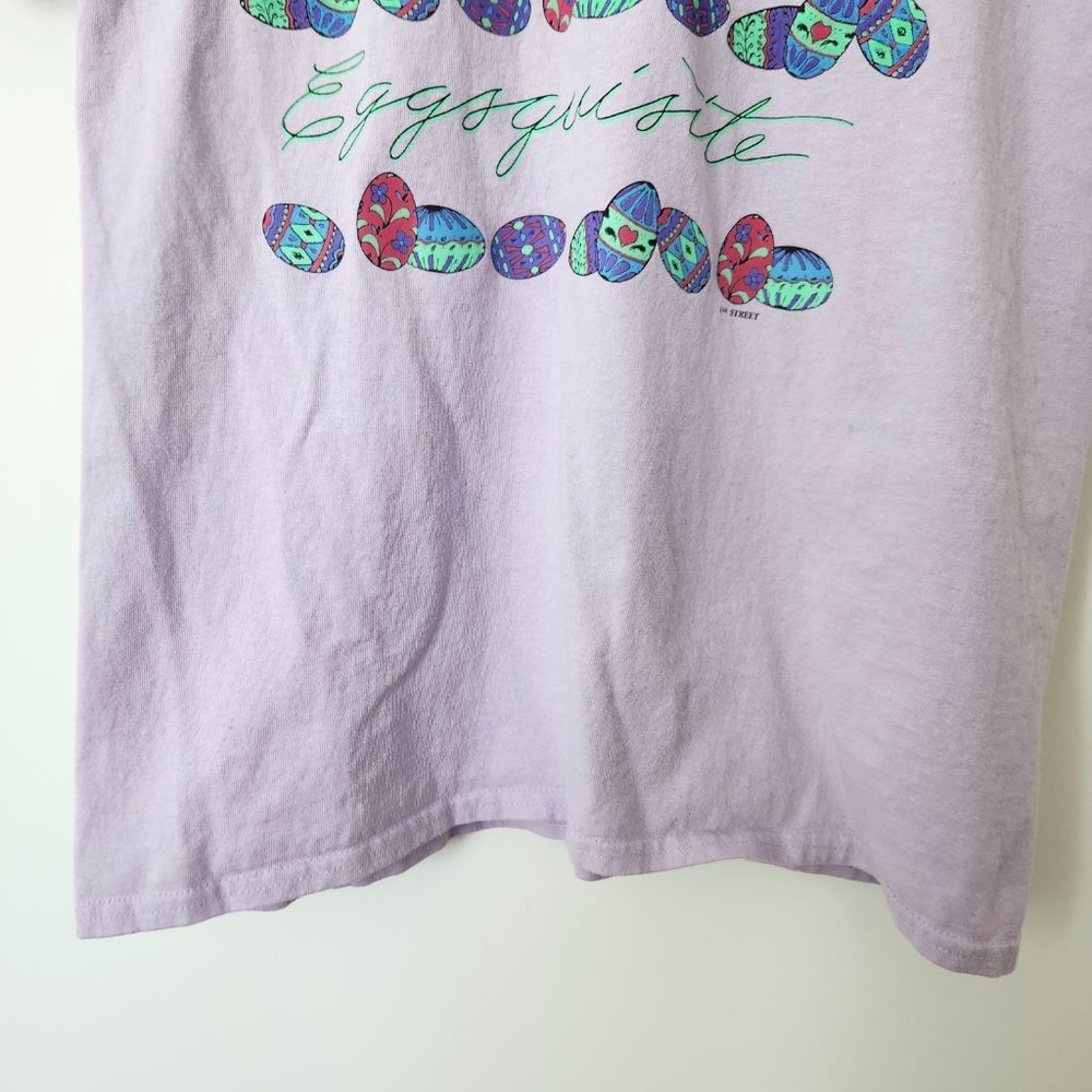 Vintage Easter Egg Graphic Tee Y2K Pastel Purple Gildan Short Sleeve Large - Picture 8 of 13